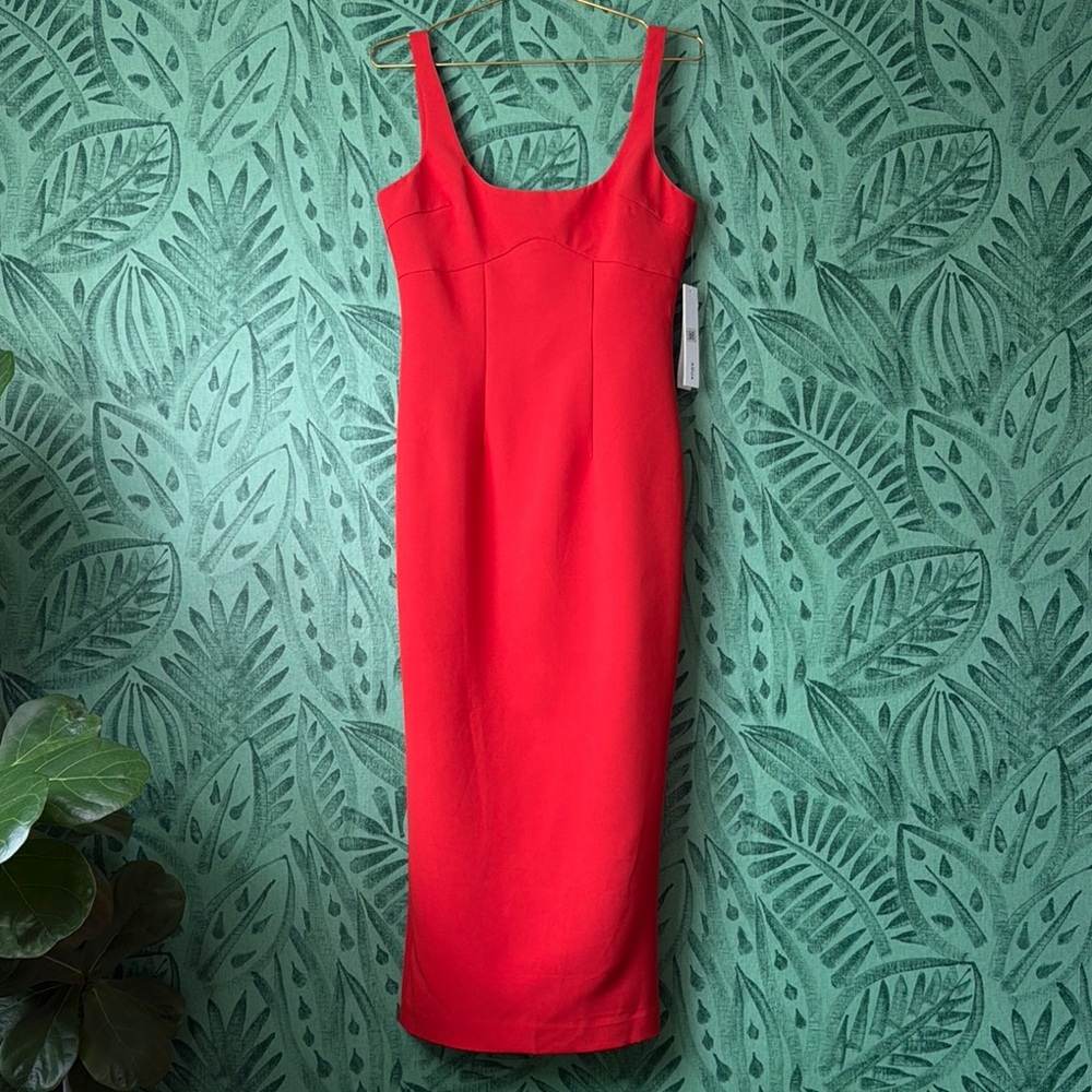 AQUA Red Square-Neck Midi Dress NWT’s sz S - Picture 3 of 11